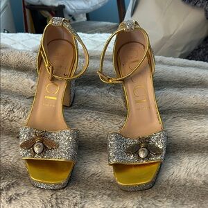 Gucci Women's Glittering Silver and Gold Heels